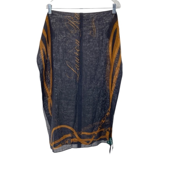 ❣️HP❣️ Lauren Ralph Lauren Wool Wrap/Scarf OS Black/Brown - Picture 10 of 13